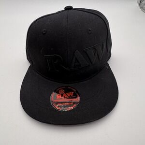 RAW‎ Hat Mens XL Black Flexfit Fitted Baseball Cap Natural Way To Roll Logo